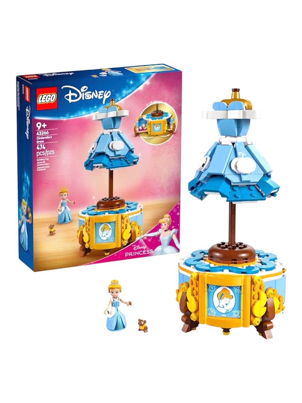 LEGO 43266 Disney Cinderella’s Dress with Cinderella & Gus Minifigure Set *NEW*
